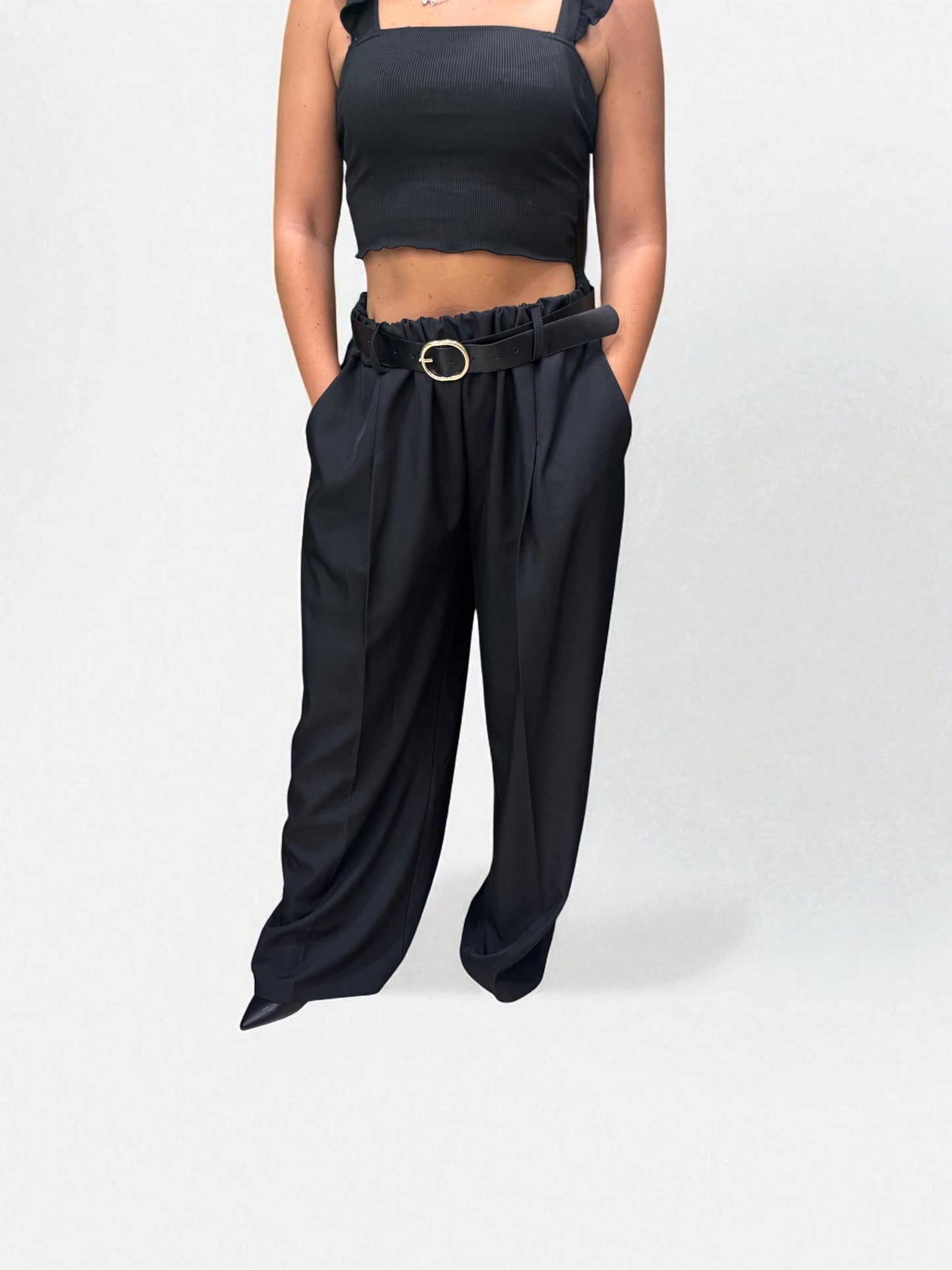 Pantalone zampa con accessorio