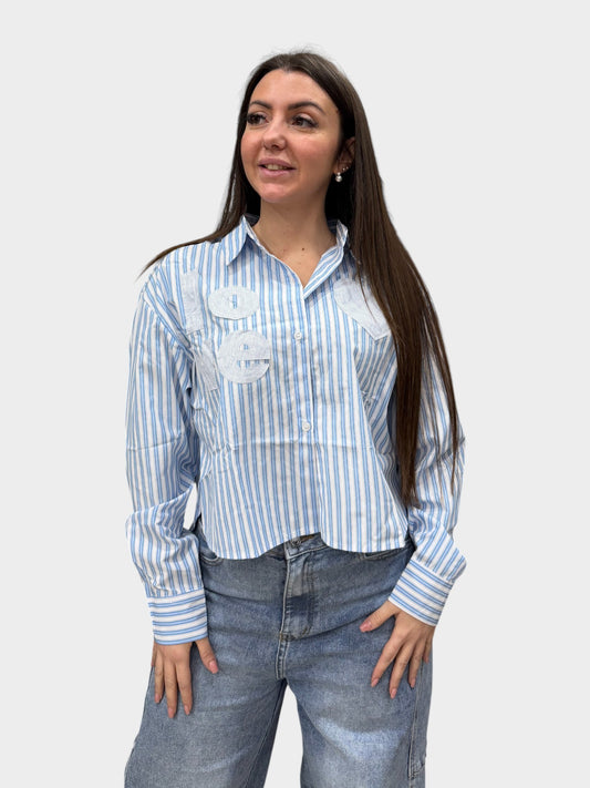 Camicia A Righe crop