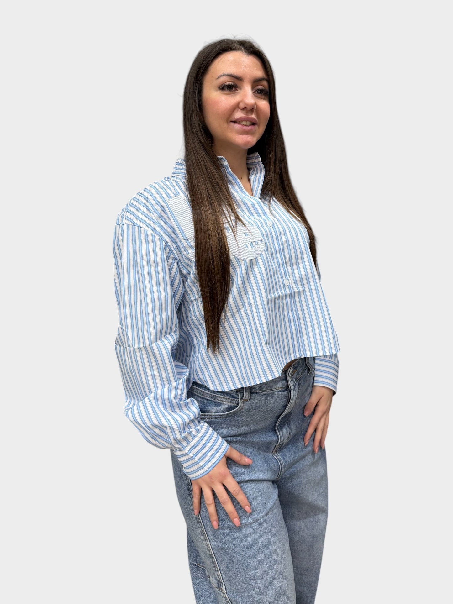 Camicia A Righe crop