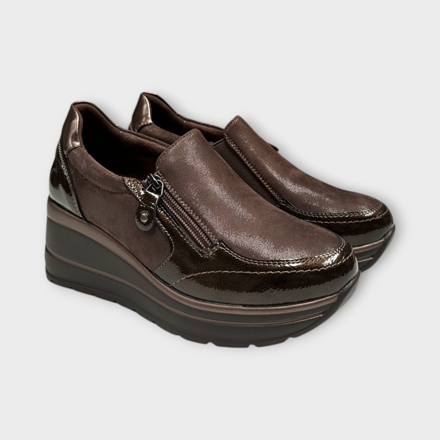 Mocassino Donna Zeppa Alta con zip