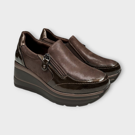 Mocassino Donna Zeppa Alta con zip