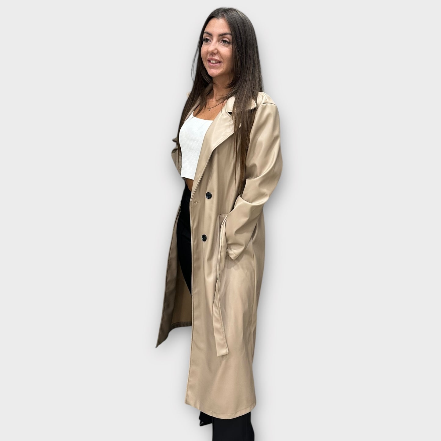 Trench Di Pelle Lungo