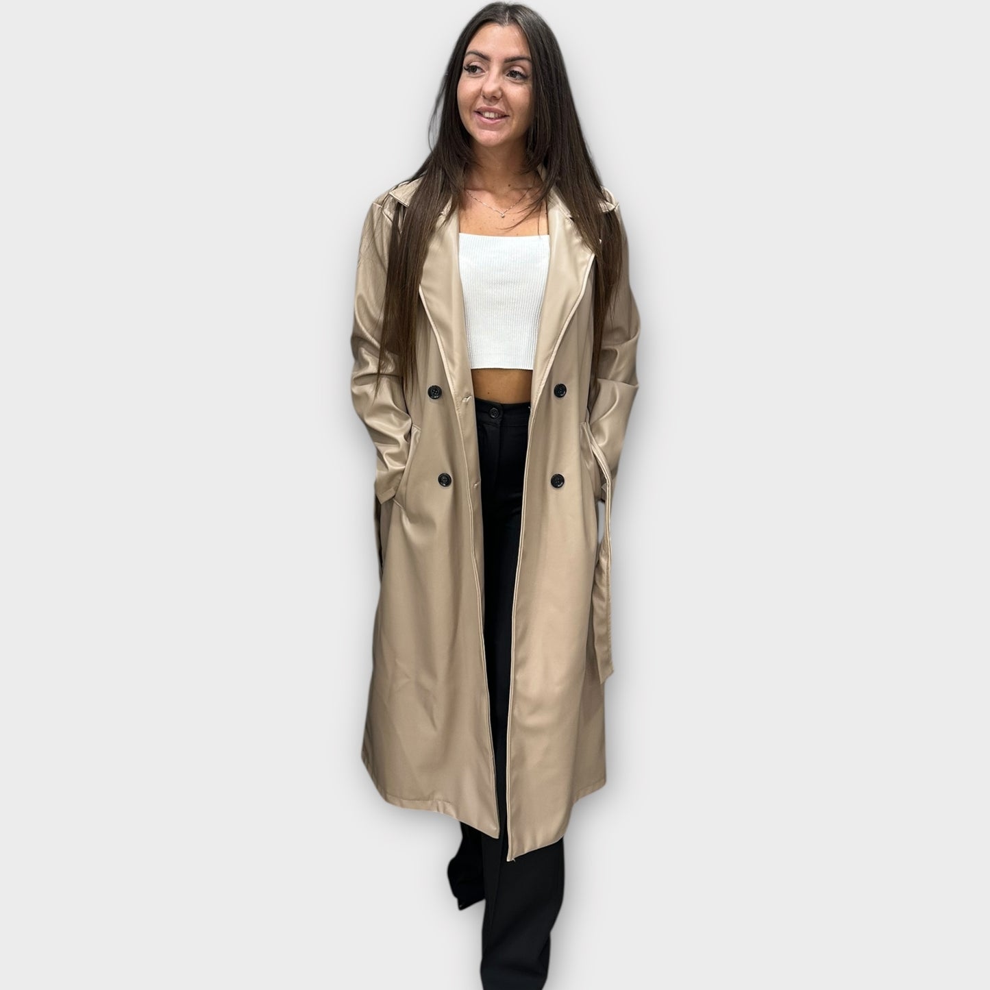 Trench Di Pelle Lungo