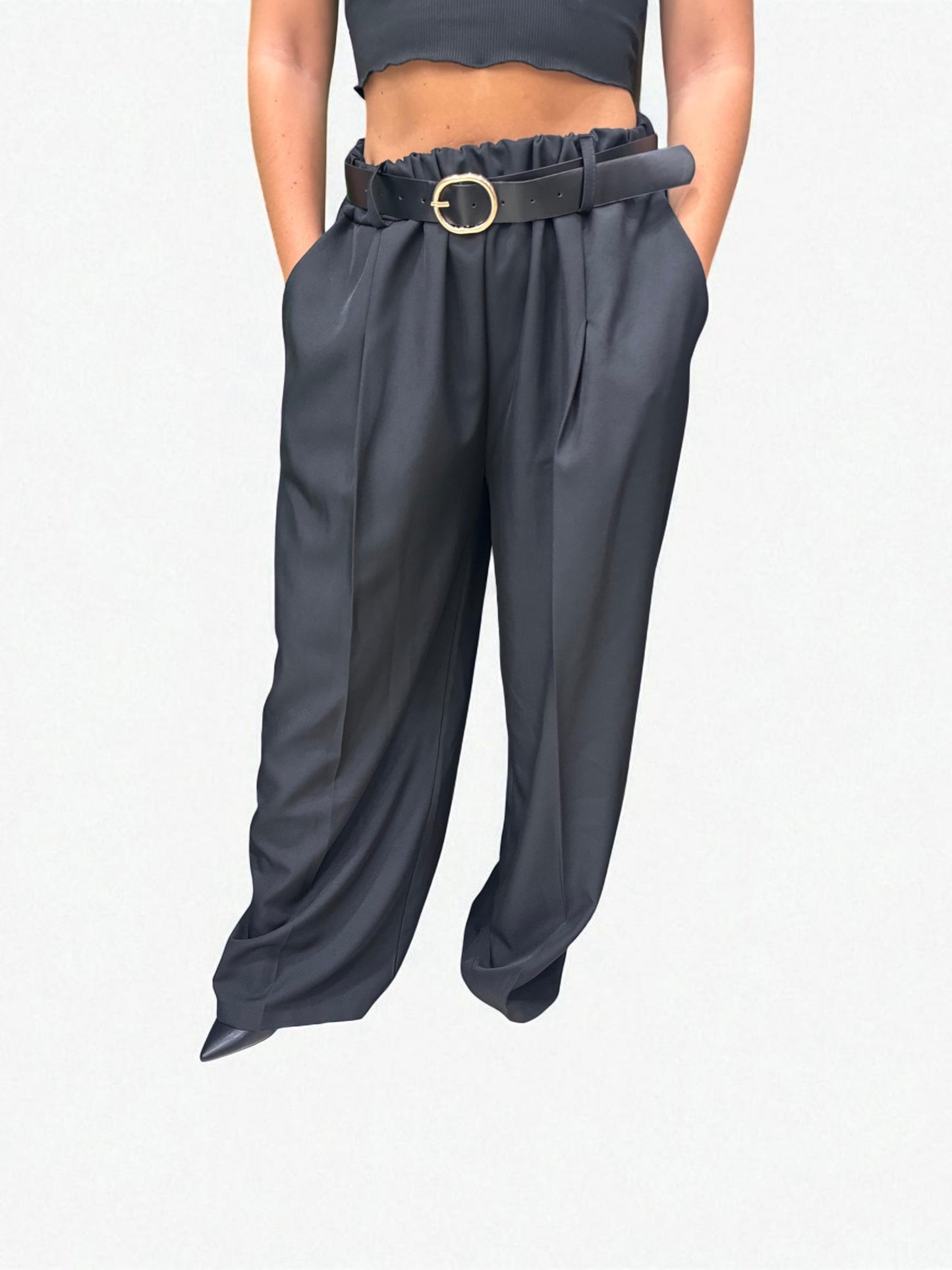Pantalone zampa con accessorio